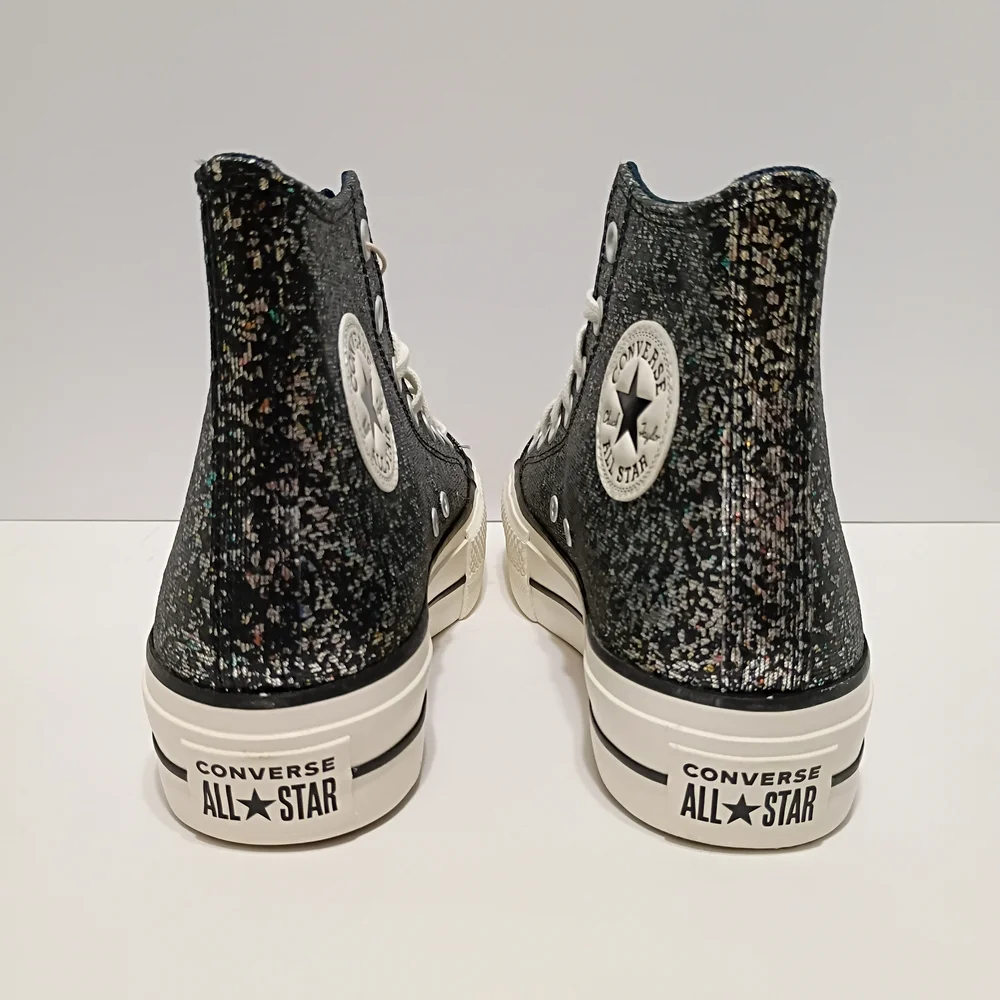 Converse CT All Star Into The Void Black Glitter Lift Platform Sneakers - Picture 6 of 9